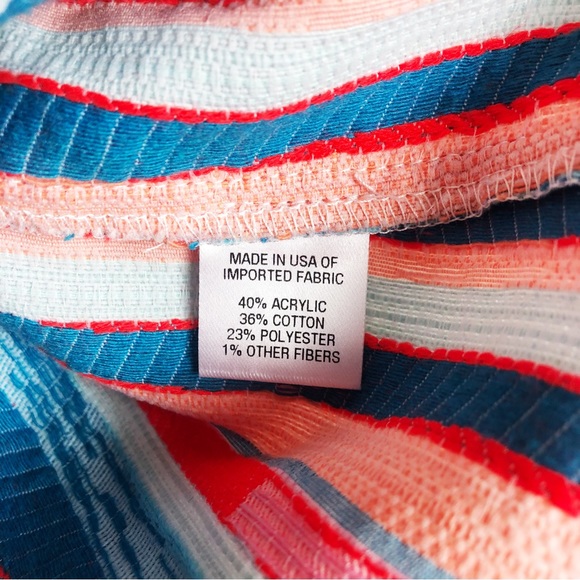 Anthropologie DREW Striped Marisol Button Back Tank | Orange Blue | Size Small - Picture 6 of 9